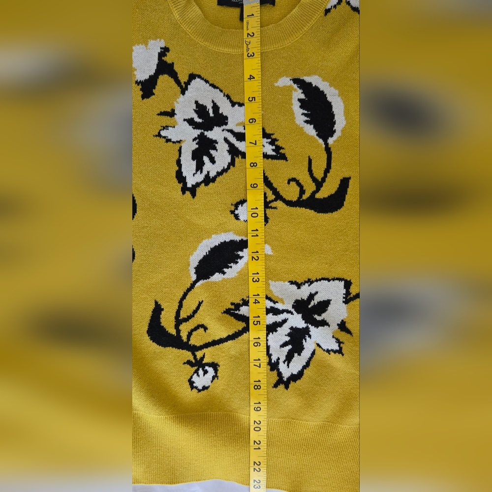 Marc New York Andrew Marc Pullover Sweater Sz Large Gold Black White Euc LS - Picture 5 of 8